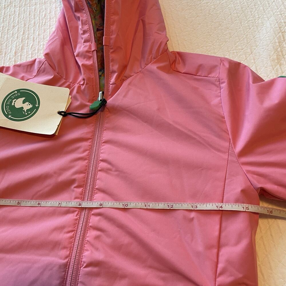 NWT Save The Duck Reversible Puffer Jacket Coat Size 6 Pink Multicolor Abstract - Picture 7 of 15
